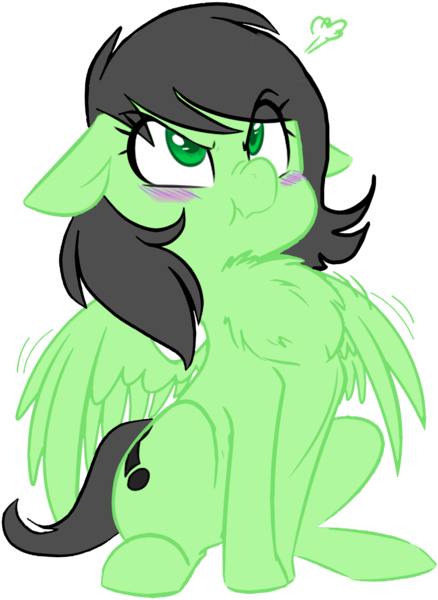 Size: 1024x1404 | Tagged: safe, artist:jessy, derpibooru import, edit, oc, oc:anonfilly, pegasus, pony, angry, behaving like a bird, blushing, chest, chest fluff, face, female, filly, fluffy, image, puffing, reaction, simple background, sitting, smiling, smug, transparent background, up