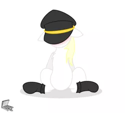 Size: 3000x2700 | Tagged: safe, artist:pizzamovies, derpibooru import, oc, oc:aryanne, pony, aryan, aryan pony, aryanbetes, belly, blonde, blushing, boots, button, clothes, cute, earth, female, hat, nazi, nazipone, shoes, sitting, smiling