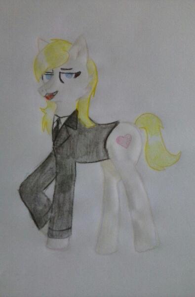 Size: 843x1280 | Tagged: safe, artist:reichkitten, derpibooru import, oc, oc:aryanne, earth pony, pony, aryan, aryan pony, blonde, clothes, female, looking, nazi, nazipone, shirt, standing, traditional art, uniform