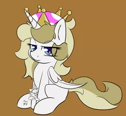 Size: 1794x1652 | Tagged: safe, artist:fallenleaf, derpibooru import, oc, unofficial characters only, alicorn, pony, aryan pony, bowsette, female, looking, lurker, lying down, nazi, not gay, princess, sitting, small, super crown