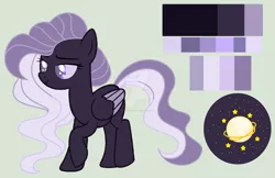 Size: 1919x1240 | Tagged: safe, artist:rose-moonlightowo, derpibooru import, oc, oc:cosmic galaxy starlight, pegasus, pony, female, mare, offspring, parent:king sombra, parent:twilight sparkle, parents:twibra, reference sheet, simple background, solo