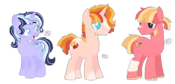 Size: 928x448 | Tagged: safe, artist:pegaadopts, derpibooru import, oc, unofficial characters only, earth pony, pony, unicorn, base used, female, glasses, half-siblings, magical lesbian spawn, male, mare, offspring, parent:big macintosh, parent:sunburst, parent:trixie, parent:twilight sparkle, parents:twiburst, parents:twimac, parents:twixie, sideburns, simple background, stallion, stubble, transparent background