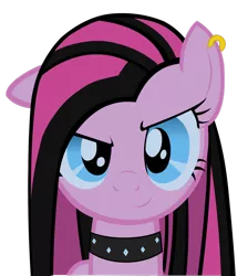 Size: 900x1003 | Tagged: safe, artist:pondisciom, derpibooru import, pinkie pie, earth pony, pony, collar, ear piercing, female, jewelry, looking at you, mare, piercing, pinkamena diane pie, punk, punkamena, punkie pie, smiling, solo