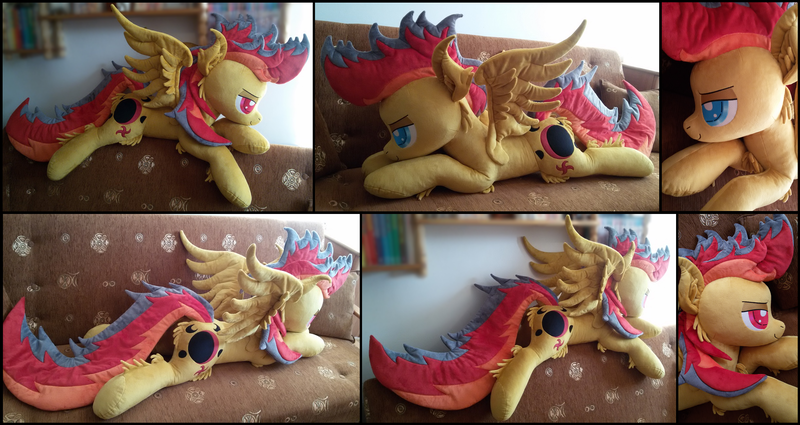 Size: 2466x1309 | Tagged: safe, artist:rosamariposacrafts, derpibooru import, oc, oc:aeon nights, bat pony, pony, irl, male, photo, plushie, solo, stallion