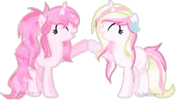 Size: 523x296 | Tagged: safe, artist:xylenneisnotamazing, derpibooru import, oc, oc:cherry blossom, oc:light aurora, unofficial characters only, pony, base used, female, mare, simple background, transparent background