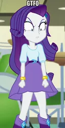 Size: 474x928 | Tagged: safe, derpibooru import, edit, edited screencap, screencap, rarity, dance magic, equestria girls, spoiler:eqg specials, angry, caption, faic, gtfo, image macro, meme, text, vulgar