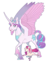 Size: 2800x3200 | Tagged: safe, artist:jackiebloom, derpibooru import, princess flurry heart, oc, oc:faerie sky, alicorn, pony, alicorn oc, baby, baby pony, brother and sister, colored fetlocks, colt, duo, facial hair, female, foal, goatee, horn, large wings, long horn, male, offspring, older, parent:princess cadance, parent:shining armor, parents:shiningcadance, siblings, simple background, transparent background, unshorn fetlocks, wings