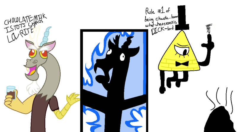 Size: 1126x628 | Tagged: abuse, ash, bill cipher, burn, burned, burning, chocolate, chocolate milk, comic, dead, death, derpibooru import, discord, discordabuse, discord drama, disintegration, drama, fatality, fire, food, gravity falls, incineration, milk, pile of ash, semi-grimdark