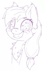 Size: 408x651 | Tagged: safe, artist:bigshot232, derpibooru import, oc, oc:blue skies, unofficial characters only, pony, blushing, cheek fluff, chest fluff, ear fluff, female, mare, smiling, solo, starry eyes, stars, wingding eyes