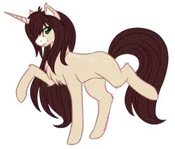 Size: 600x511 | Tagged: safe, artist:sinamuna, derpibooru import, oc, oc:cinnamon fawn, unofficial characters only, pony, unicorn, base used, brown hair, female, full body, green eyes, hazel eyes, long hair, mare, ponysona, simple background, solo, transparent background