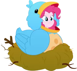 Size: 6000x5539 | Tagged: safe, artist:lahirien, derpibooru import, pinkie pie, eqg summertime shorts, equestria girls, the art of friendship, absurd resolution, bird costume, clothes, costume, funny, nest, pinkie being pinkie, pinkie birdie, silly, silly human, simple background, solo, transparent background, vector