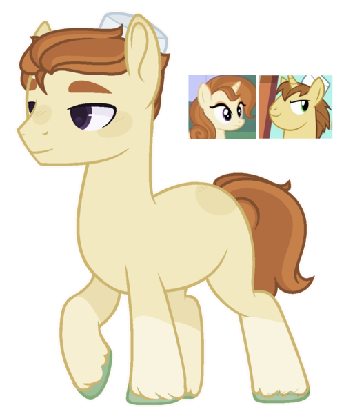 Size: 1176x1336 | Tagged: safe, artist:m-00nlight, derpibooru import, cinnamon chai, donut joe, oc, earth pony, pony, cinnamon donut, female, male, offspring, parent:cinnamon chai, parent:donut joe, parents:cinnamon donut, shipping, simple background, solo, stallion, straight, transparent background