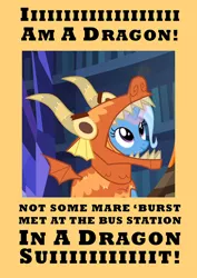 Size: 597x842 | Tagged: safe, derpibooru import, edit, edited screencap, screencap, trixie, pony, uncommon bond, arin hanson, comic, dragon costume, dragon slayer, egoraptor, ninja sex party, screencap comic, song reference