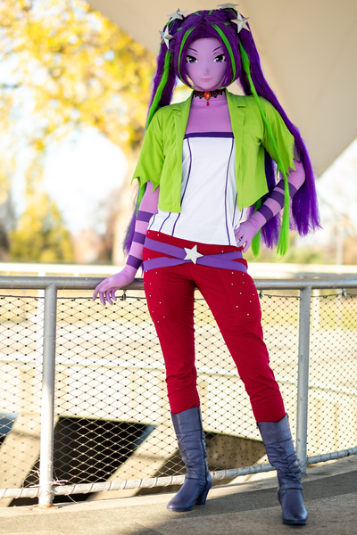 Size: 4000x6000 | Tagged: safe, artist:mimickig, derpibooru import, aria blaze, human, equestria girls, clothes, cosplay, costume, dazzling, irl, irl human, kigurumi, mask, outdoors, photo, solo