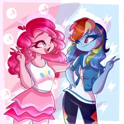 Size: 2000x2000 | Tagged: safe, artist:lannarainbows, derpibooru import, pinkie pie, rainbow dash, equestria girls, equestria girls series, clothes, female