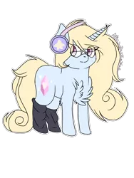 Size: 1800x2400 | Tagged: safe, artist:antiwalkercassie, derpibooru import, oc, oc:love shield twinkle, pony, unicorn, clothes, female, glasses, headphones, mare, simple background, socks, solo, transparent background