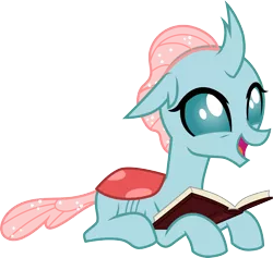 Size: 3171x3000 | Tagged: safe, artist:cloudyglow, derpibooru import, ocellus, changedling, changeling, school daze, .ai available, book, cute, diaocelles, female, prone, simple background, smiling, solo, transparent background, vector
