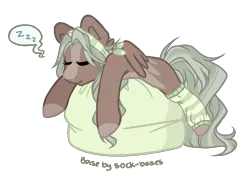 Size: 866x624 | Tagged: safe, artist:mintoria, derpibooru import, oc, pegasus, pony, bean bag chair, chibi, female, mare, onomatopoeia, simple background, sleeping, solo, sound effects, transparent background, zzz