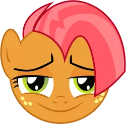 Size: 3063x3000 | Tagged: safe, artist:caliazian, derpibooru import, babs seed, pony, one bad apple, babsface, female, looking at you, simple background, smiling, smug, transparent background, vector