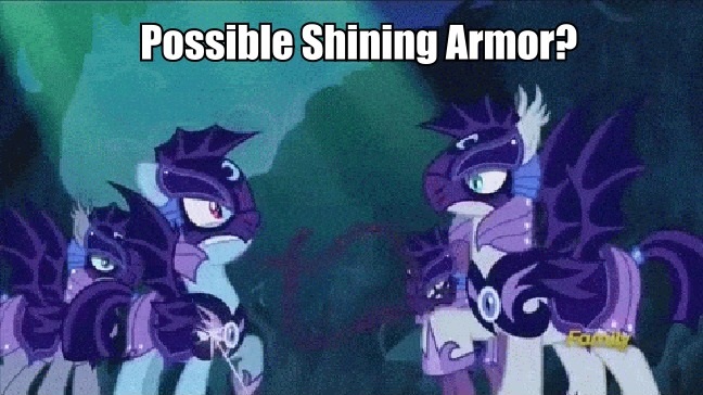 Size: 648x364 | Tagged: safe, derpibooru import, edit, edited screencap, screencap, rainbow dash, bat pony, pony, the cutie re-mark, alternate timeline, armor, caption, grainy, hoof shoes, image macro, implied shining armor, nightmare takeover timeline, text, wrong