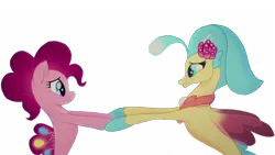 Size: 2731x1536 | Tagged: safe, derpibooru import, edit, edited screencap, editor:lonely fanboy48, screencap, pinkie pie, princess skystar, seapony (g4), my little pony: the movie, background removed, cute, dancing, female, lesbian, one small thing, seaponified, seapony pinkie pie, seaquestria, shipping, shipping fuel, skypie, species swap