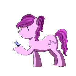 Size: 1000x1000 | Tagged: safe, artist:cappie, derpibooru import, oc, oc:violet ray, butterfly, pony, happy, simple background, solo, transparent background