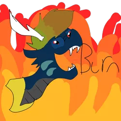 Size: 3000x3000 | Tagged: safe, artist:thepowerbeast, derpibooru import, oc, oc:dragon chick, unofficial characters only, pony, digital art, fire, red eyes, simple background, thousand yard stare, transparent background, war paint