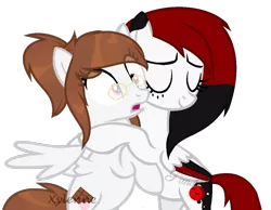 Size: 1024x794 | Tagged: safe, artist:ipandacakes, artist:xylenneisnotamazing, derpibooru import, oc, oc:blood moon, oc:chocolate hearts, unofficial characters only, pegasus, pony, colored wings, female, glasses, mare, multicolored wings, simple background, transparent background, wings