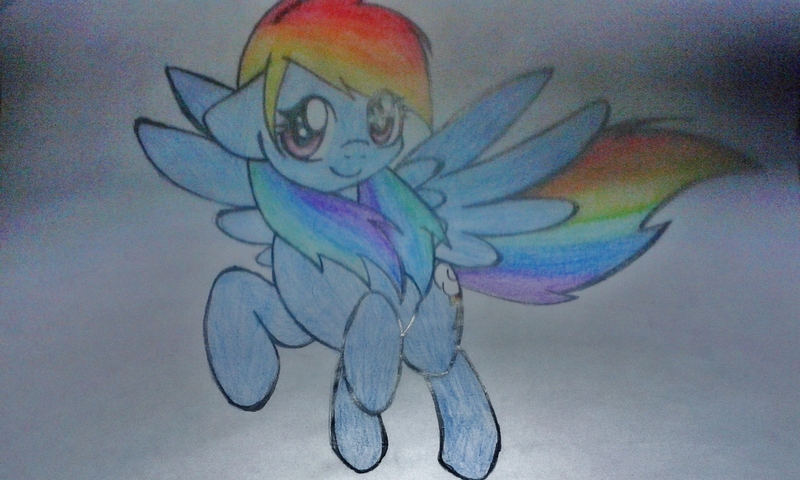 Size: 2560x1536 | Tagged: safe, artist:envygirl95, derpibooru import, rainbow dash, pony, solo, traditional art