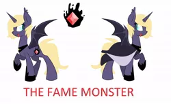 Size: 1144x699 | Tagged: safe, artist:shoto, derpibooru import, oc, oc:the fame monster, unofficial characters only, alicorn, bat pony, bat pony alicorn, pony, alicorn oc, base used, bat pony oc, bat wings, horn, lady gaga, ms paint, solo, wings