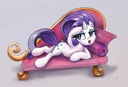 Size: 1558x1062 | Tagged: safe, artist:xbi, derpibooru import, rarity, pony, unicorn, draw me like one of your french girls, fainting couch, prone, solo