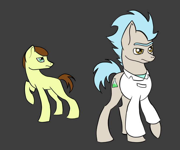 Size: 620x518 | Tagged: safe, artist:callistaanastasia98, derpibooru import, pony morty, pony rick, ponified, pony, grannies gone wild, morty smith, rick and morty, rick sanchez