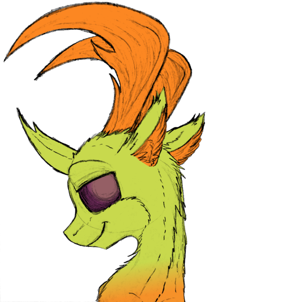 Size: 1182x1200 | Tagged: artist:flynnmlp, artist:shinycyan, bust, changedling, changeling, collaboration, derpibooru import, king thorax, lidded eyes, looking at you, looking back, male, safe, simple background, smiling, solo, thorax, transparent background