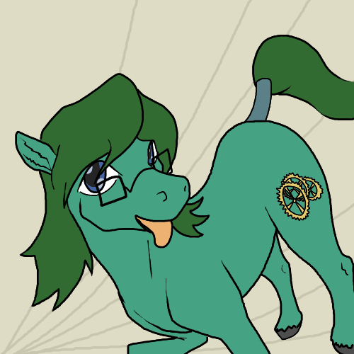 Size: 500x500 | Tagged: safe, artist:autumnbramble, derpibooru import, oc, oc:tempus fidgets, unofficial characters only, earth pony, pony, male, solo, tail wrap, tongue out
