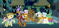 Size: 1828x876 | Tagged: safe, artist:3d4d, derpibooru import, capper dapperpaws, flam, flim, gilda, mayor mare, prominence, terramar, abyssinian, anthro, changedling, changeling, classical hippogriff, dragon, earth pony, gryphon, hippogriff, pony, unicorn, yak, comic:the storm kingdom, my little pony: the movie, anthro with ponies, bipedal, bowtie, clothes, cloven hooves, coat, dragoness, female, flim flam brothers, governor-general capper dapperpaws, hat, male, mare, shirt, slave, slavery, stallion, story included, straw hat