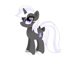 Size: 2500x2000 | Tagged: safe, artist:sugarstraw, derpibooru import, oc, oc:silvernight, unofficial characters only, pony, unicorn, 2019 community collab, derpibooru community collaboration, bow, choker, colored hooves, cutie mark, female, hooves, horn, lineless, mare, purple eyes, simple background, smiling, solo, tail bow, teddy bear, transparent background