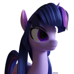 Size: 1000x1000 | Tagged: safe, artist:silshadnic, deleted from derpibooru, derpibooru import, twilight sparkle, pony, unicorn, 3d, blender, simple background, solo, transparent background, unicorn twilight