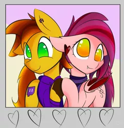 Size: 2282x2360 | Tagged: safe, artist:creepypastapon3, derpibooru import, oc, oc:twitchyylive, oc:velvet silverwing, unofficial characters only, bat pony, pony, bat pony oc, bat wings, cross-eyed, cute, derp, heart, hoofbump, wings