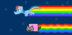 Size: 3680x1800 | Tagged: safe, artist:luckreza8, artist:stephen-fisher, derpibooru import, rainbow dash, pegasus, pony, cute, nyan cat, rainbow trail, space