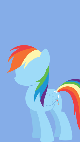 Size: 1440x2560 | Tagged: safe, artist:minimalist-archive, derpibooru import, rainbow dash, pegasus, pony, blue background, cutie mark, female, hooves, lineless, mare, minimalist, modern art, phone wallpaper, simple background, solo, wallpaper, wings