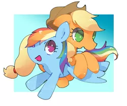 Size: 707x595 | Tagged: safe, artist:sa-eku, derpibooru import, applejack, rainbow dash, pony, appledash, female, lesbian, mare, shipping