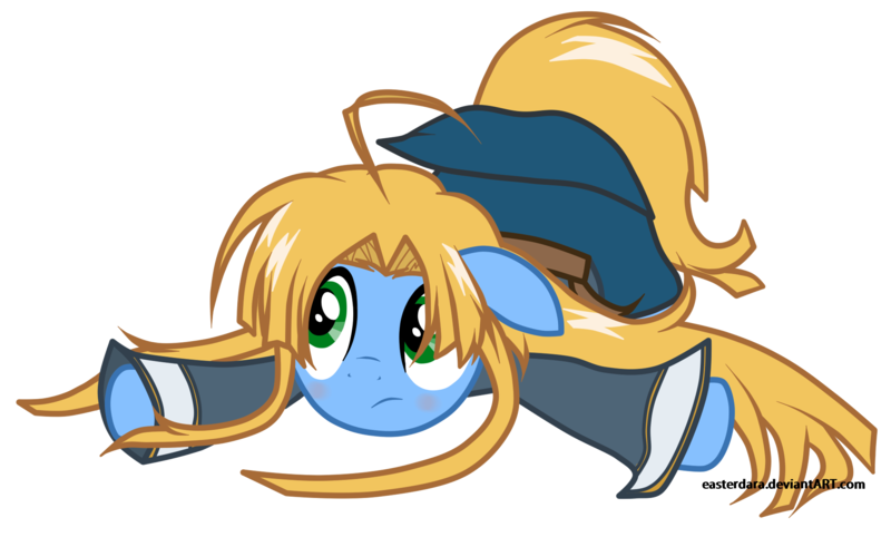 Size: 1940x1168 | Tagged: safe, artist:easterdara, derpibooru import, ponified, pony, ahoge, asia argento, blonde, blonde hair, blonde mane, blonde tail, blue, blushing, green eyes, high school dxd, nun, religious habit, simple background, solo, sprawl, transparent background, tunic