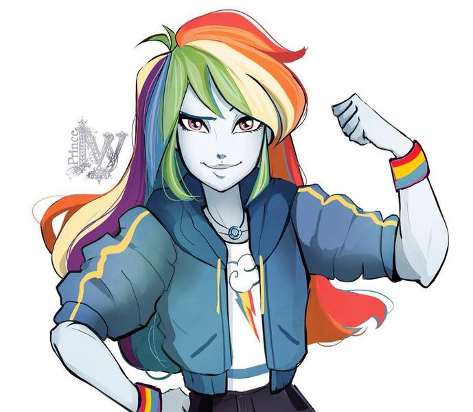 Size: 1080x941 | Tagged: safe, artist:princeivythefirst, derpibooru import, rainbow dash, equestria girls, equestria girls series, confident, female, geode of super speed, magical geodes, solo