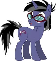 Size: 4642x5094 | Tagged: safe, artist:cyanlightning, derpibooru import, oc, oc:ngkq, unofficial characters only, pony, unicorn, 2019 community collab, derpibooru community collaboration, .svg available, absurd resolution, chest fluff, ear fluff, glasses, male, simple background, solo, stallion, tongue out, transparent background, vector