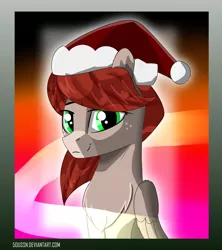 Size: 2000x2250 | Tagged: safe, artist:5oussn, derpibooru import, oc, oc:flappy smile, pegasus, pony, bust, christmas, female, gradient background, hat, holiday, looking at you, mare, portrait, santa hat, solo