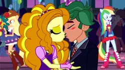Size: 1280x720 | Tagged: artist needed, safe, derpibooru import, adagio dazzle, applejack, rainbow dash, timber spruce, equestria girls, fall formal outfits, female, kissing, male, shipping, straight, timberdazzle