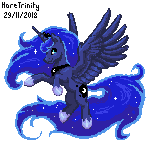 Size: 148x144 | Tagged: safe, artist:haretrinity, derpibooru import, princess luna, alicorn, pony, female, mare, pixel art, simple background, smiling, solo, transparent background