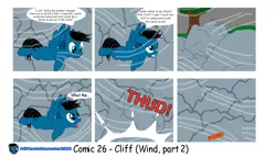 Size: 1280x734 | Tagged: safe, artist:agkandphotomaker2000, derpibooru import, oc, oc:pony video maker, pony, 2016, cliff, comic, comic storyline, injured, old, rock, rock falling off, solo, wind