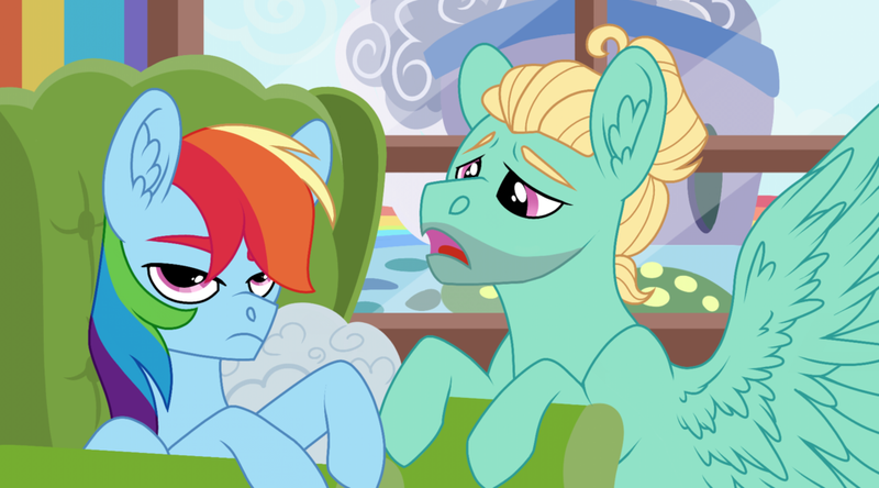 Size: 1024x568 | Tagged: safe, artist:moonert, derpibooru import, rainbow dash, zephyr breeze, pegasus, pony, flutter brutter, female, male, mare, rainbow dash is not amused, scene interpretation, spread wings, stallion, unamused, wings