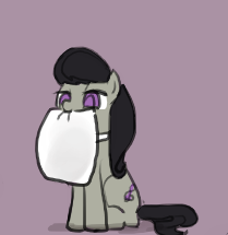 Size: 209x215 | Tagged: safe, artist:valcron, derpibooru import, octavia melody, earth pony, pony, cropped, female, mare, mouth hold, nom, pillow, solo